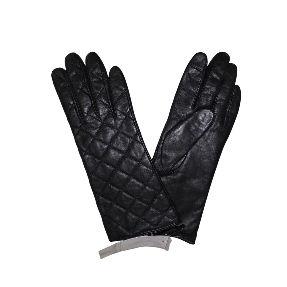 Etienne Aigner Womens Black Quilted Leather Gloves Size 7 New With Tags